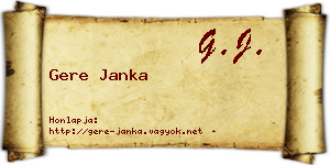 Gere Janka névjegykártya